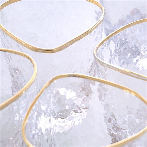 S/4 Hammered Martini Glasses-Clear w/Gold Rim | Global Views - 8.83039