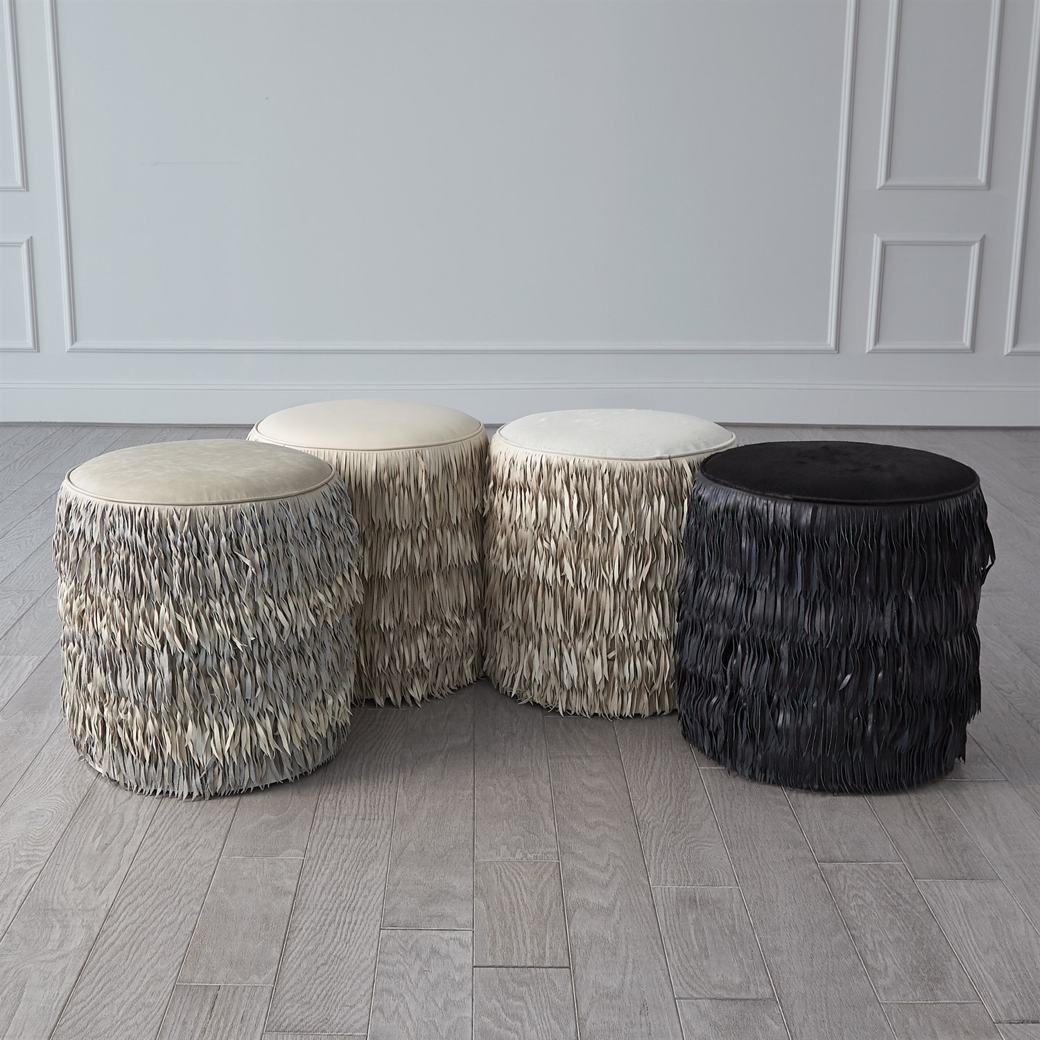 Fringe pouf ottoman top
