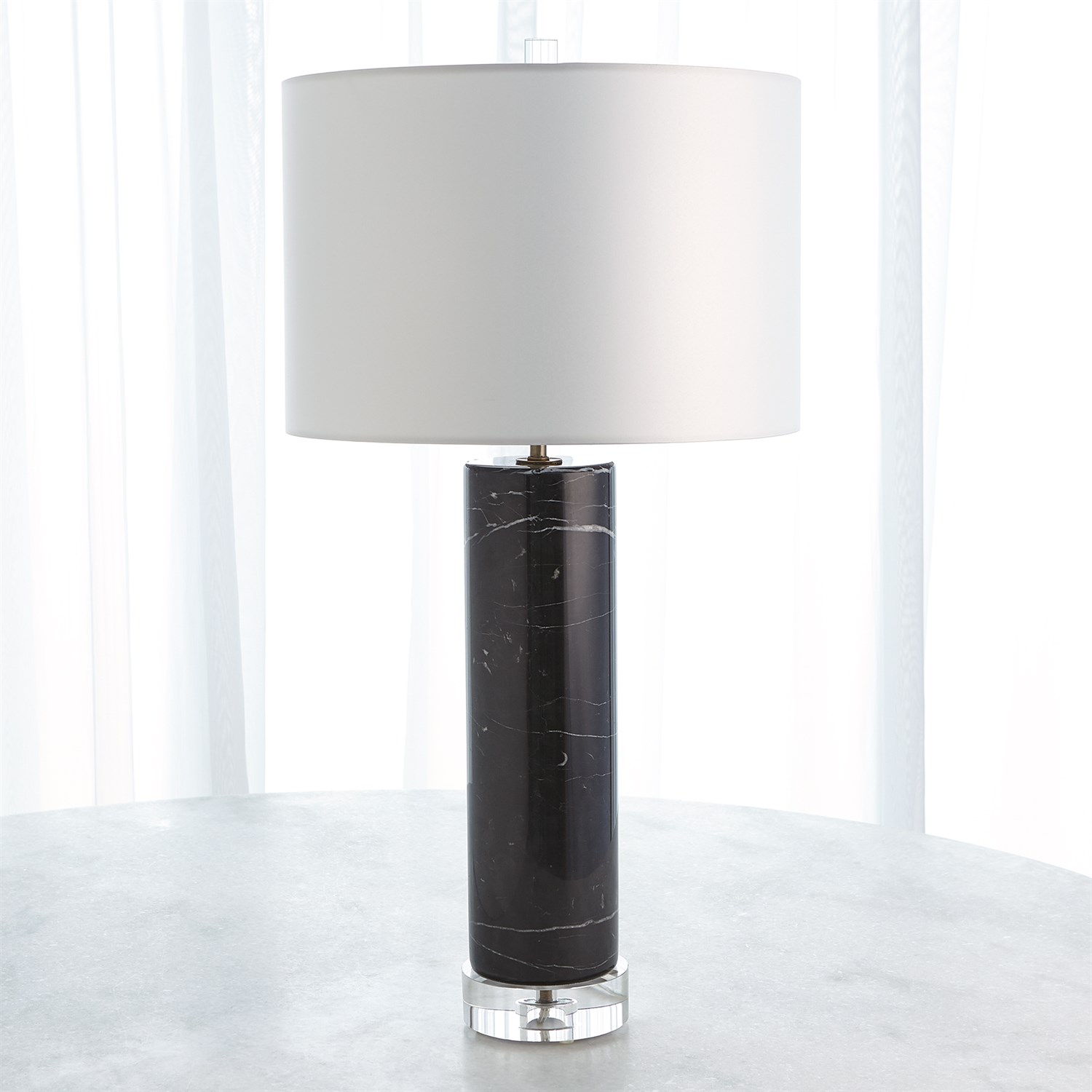 Marble Cylinder Table Lamp Black